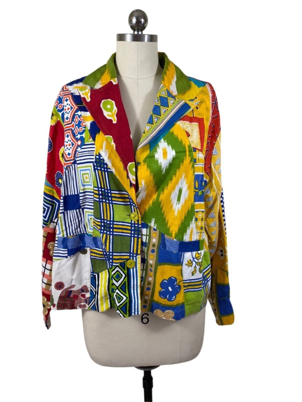 Sacred Threads Y2K Patchwork Aztec Southwest Boho Artsy Blazer Womens M Hippie